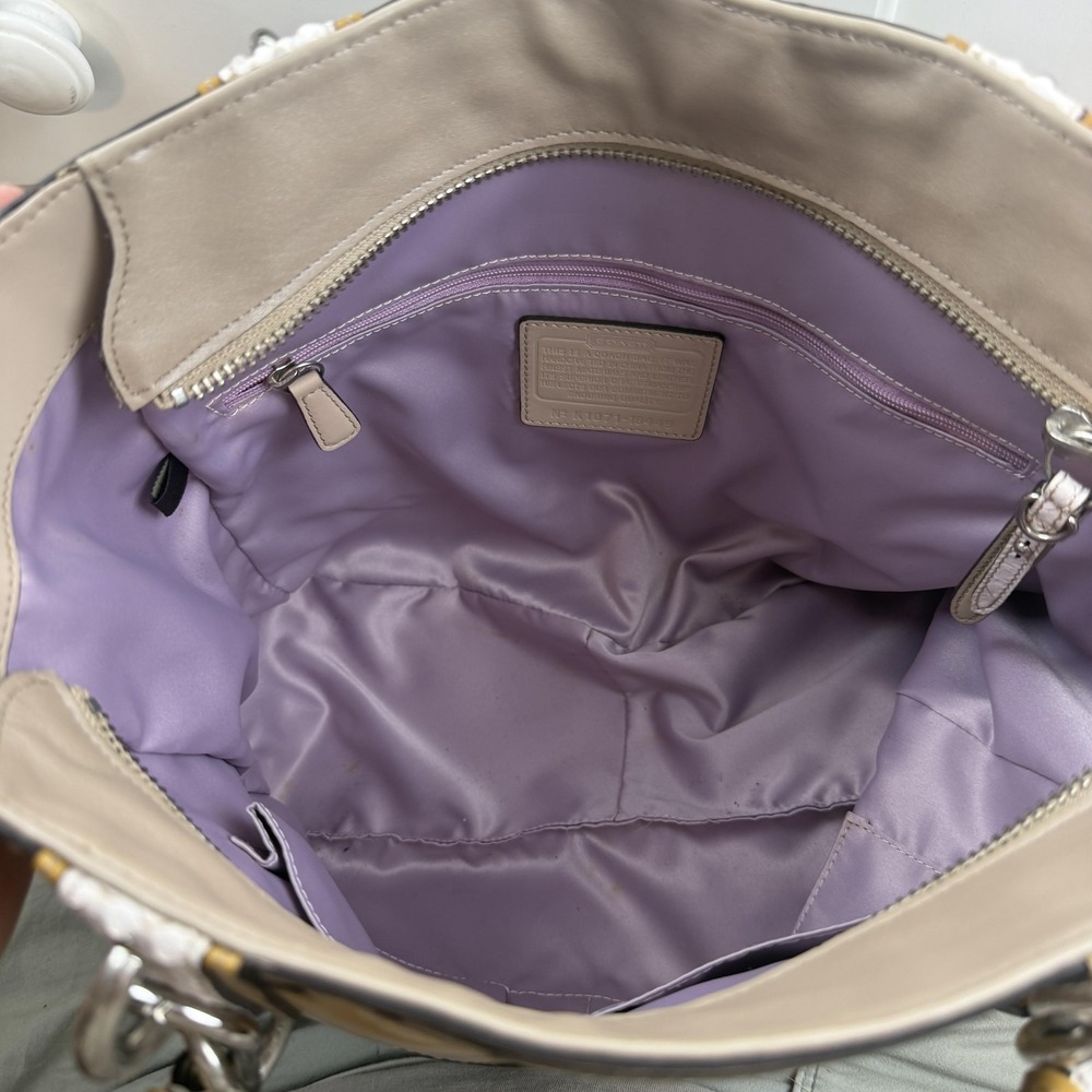 Coach Tote Bag Womens Yellow Patent Leather CC Enamel Taupe‎ Shoulder 16449 - Picture 7 of 10